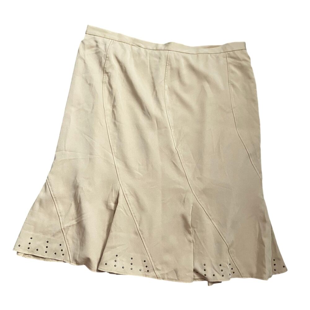 Ella Starr Tan Studded Hem Skirt 24W Y2K Career Academia Plus Size Midi